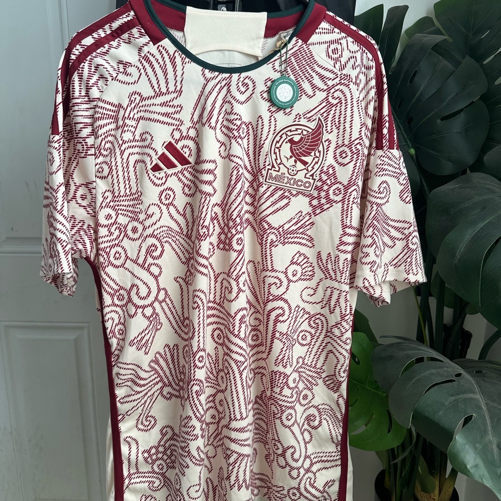 adidas Cream and Maroon Mexico Men's Jersey